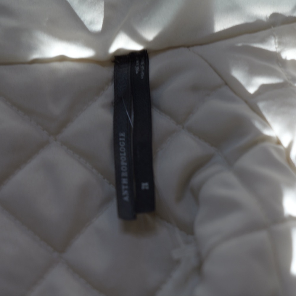 Anthropologie Ivory Puffer Jacket with Black Embroidered Floral - Picture 5 of 5